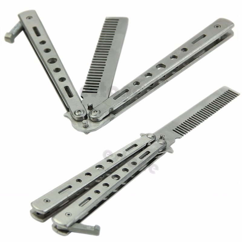 Metal Stainless Steel Practice Training Butterfly Balisong Style Knife Comb High Quality 220222