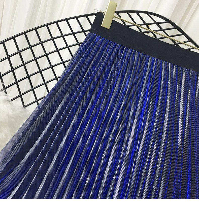 Skirts Metal Pleated Skirt Half-length Women's Spring 2021 Vintage Mesh Apron Mid-long Summer, Blue
Skirts Metal Pleated Skirt Half-length Women's Spring 2021 Vintage Mesh Apron Mid-long Summer, Blue