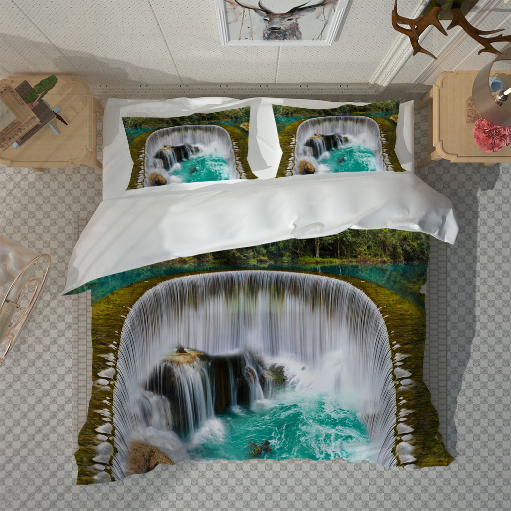 Twin Full Queen King Size waterfall 3pcs Duvet Cover Set With Pillowcase Bedding Sets
