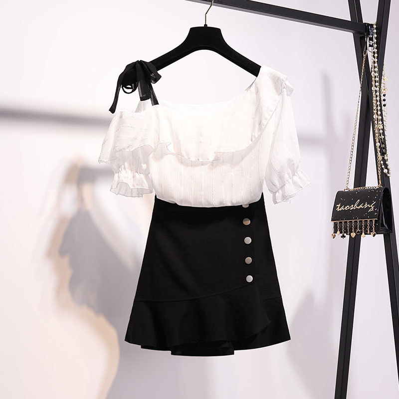 Summer Fashion Elegant Two Piece Set For Women Short Sleeve Off The Shoulder Striped Tops And Mini Skirt Outfits Korean 210514