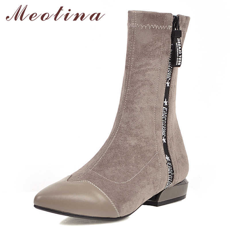 Meotina Autumn Ankle Boos Women Boots Mixed Colors Flat Short Boots Zipper Pointed Toe Shoes Ladies Winter Black Plus Size 33-43 210608, Beige
Meotina Autumn Ankle Boos Women Boots Mixed Colors Flat Short Boots Zipper Pointed Toe Shoes Ladies Winter Black Plus Size 33-43 210608, Beige