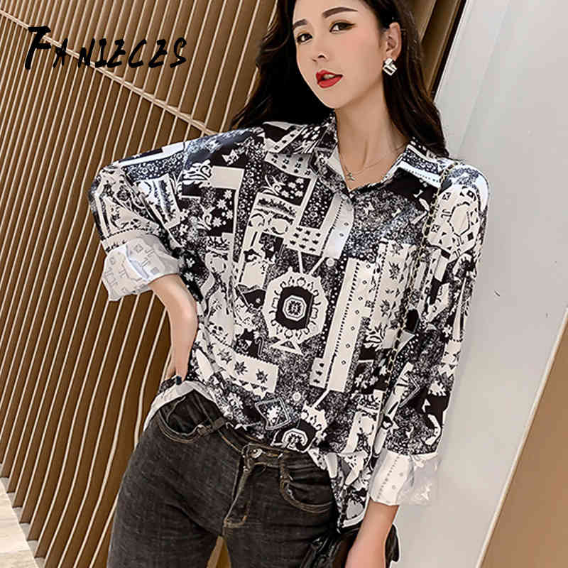 FANIECES INS Fashion Long Sleeve blusas Black White Letter spaper Print Loose Casual Shirt Women' Blouse Streetwear 210520
FANIECES INS Fashion Long Sleeve blusas Black White Letter spaper Print Loose Casual Shirt Women' Blouse Streetwear 210520