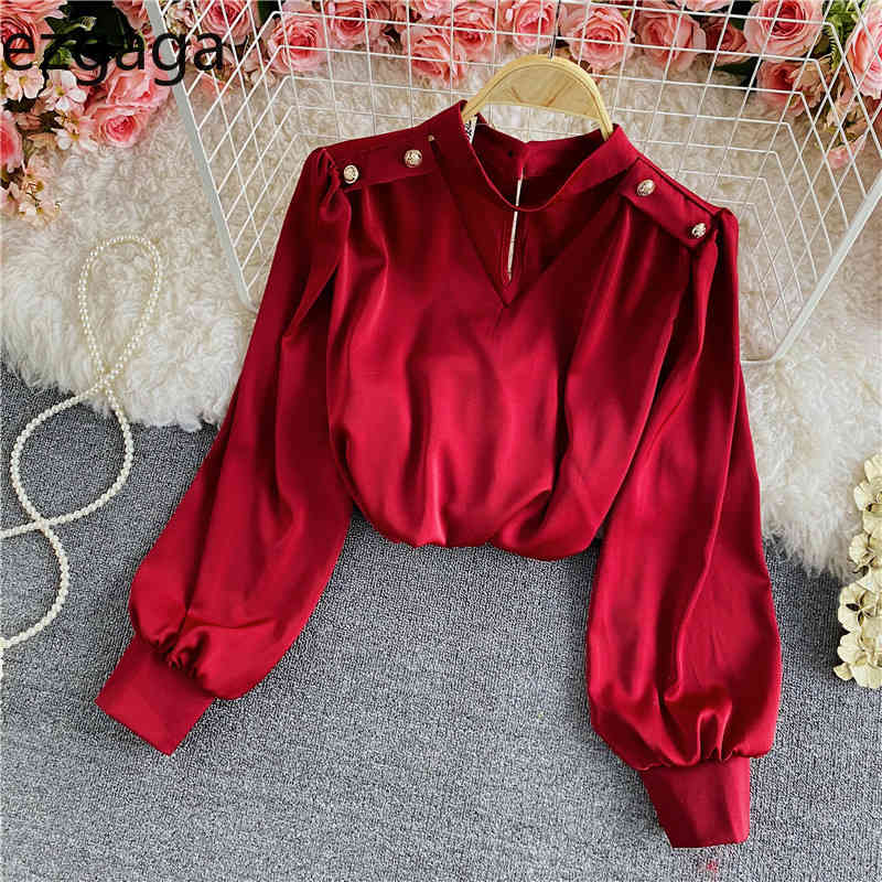Ezgaga Office Lady Elegant Shirts Spring Korean All-Match Satin Long Sleeve Halter V-Neck Solid Fashion Blouse Women Tops 210430, Pink
Ezgaga Office Lady Elegant Shirts Spring Korean All-Match Satin Long Sleeve Halter V-Neck Solid Fashion Blouse Women Tops 210430, Pink