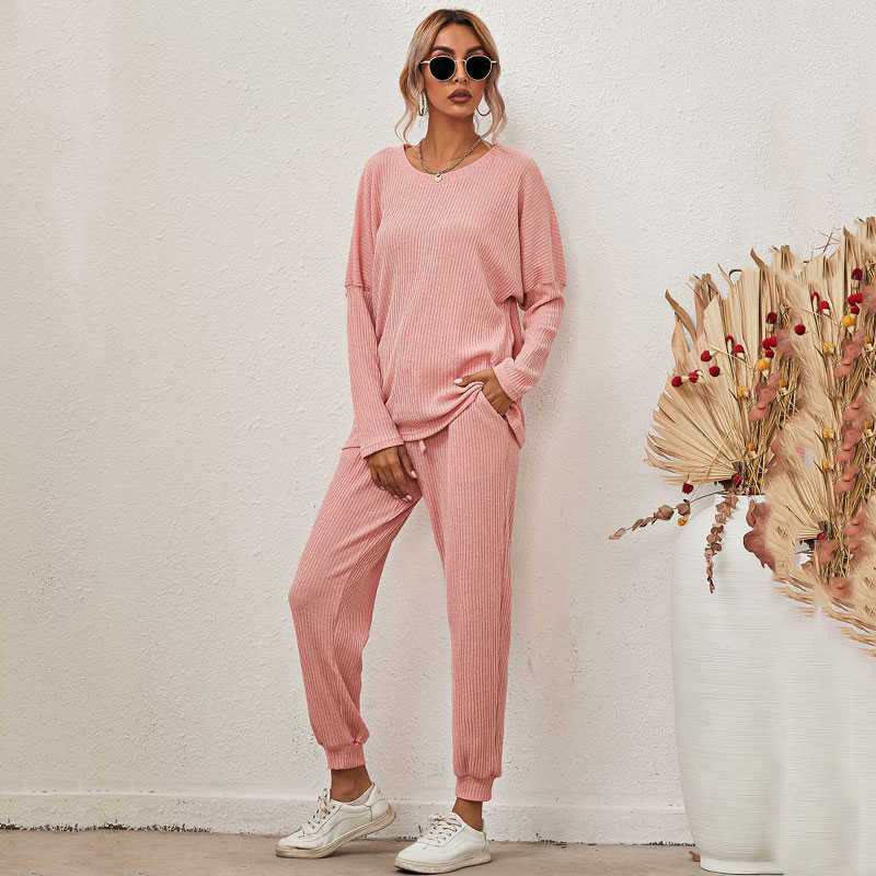 Autumn Winter Loose 2 Piece Set Women Knitted Suit woman Tracksuit Pants Sets sweat suits Outfis Ladies Casual Lounge Wear Y0625