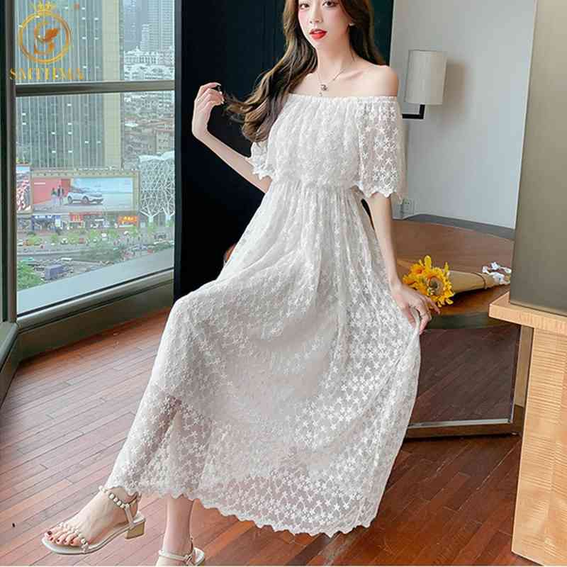 White Embroidery Dress Elegant Sexy Off Shoulder Maxi Beach Dresses Women Boho Summer Clothes Fashion Vestidos 210520, Photo color
White Embroidery Dress Elegant Sexy Off Shoulder Maxi Beach Dresses Women Boho Summer Clothes Fashion Vestidos 210520, Photo color