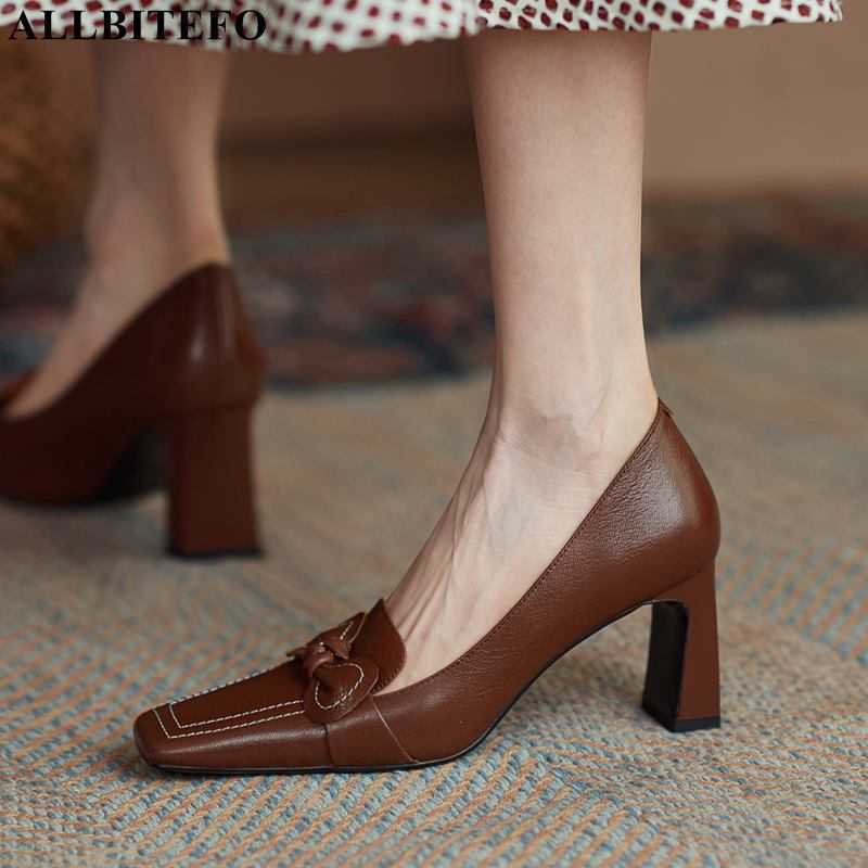 ALLBITEFO bow design soft natural genuine leather fashion high heel shoes thick heel women heels party wedding shoes high heels 210611, As picture
ALLBITEFO bow design soft natural genuine leather fashion high heel shoes thick heel women heels party wedding shoes high heels 210611, As picture