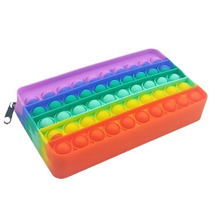 US STOCK Fidget Toys pencil case Colorful Push Bubble Sensory Squishy Stress Reliever Autism Needs Anti-stress Rainbow Adult Toy For Children Gifts Lx