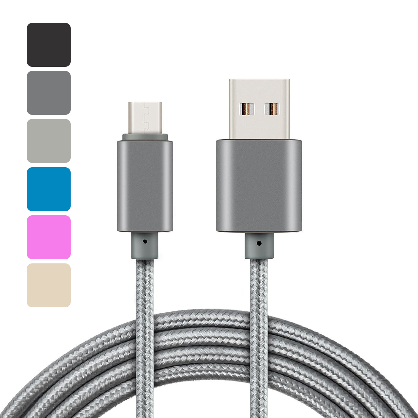 Metal Housing Braided Micro USB Cables 2A Durable High Speed Charging Type C Cable with 10000 Bend Lifespan for Android Smart Phone, Blue
Metal Housing Braided Micro USB Cables 2A Durable High Speed Charging Type C Cable with 10000 Bend Lifespan for Android Smart Phone, Blue