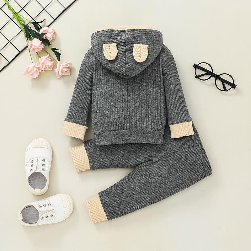 Baby Clothing Set Plain Hoodies+Pants Outfits Fall 2021 Children Boutique Clothes 0-2T Toddler Boys Girls Cotton Long Sleeves Suit