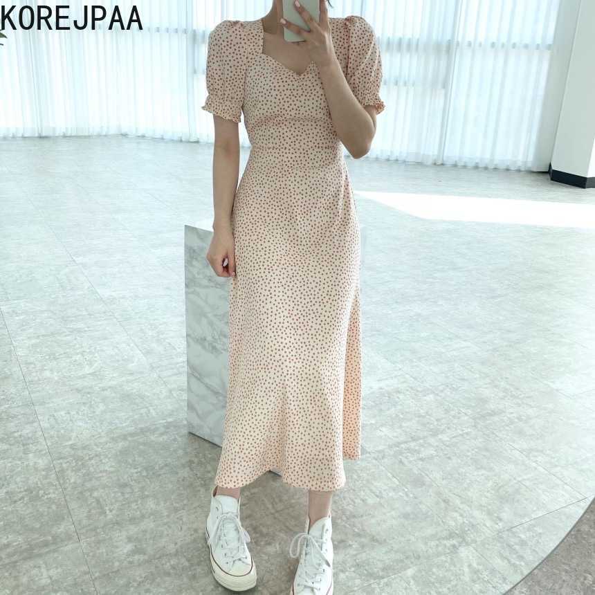 Korejpaa Women Dress Summer Korean Chic Gentle Temperament Square Neck Full-Screen Floral Lace-Up Puff Sleeve Vestidos 210526, Red 
Korejpaa Women Dress Summer Korean Chic Gentle Temperament Square Neck Full-Screen Floral Lace-Up Puff Sleeve Vestidos 210526, Red