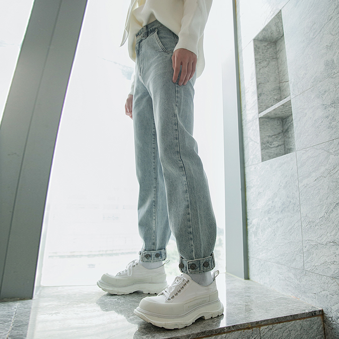 IEFB men's wear spring Autumn men's jeans loose casual Leggings Koean trend vintage denim pants dark gray blue 9Y4807 210524