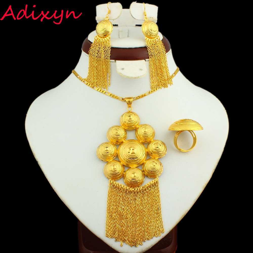 Adixyn African/Dubai Bride Jewelry sets 24K Gold Color Necklace/Earring/Ring/Pendant Ethiopian/Middle Easter/India Jewelry Gifts H1022, White
Adixyn African/Dubai Bride Jewelry sets 24K Gold Color Necklace/Earring/Ring/Pendant Ethiopian/Middle Easter/India Jewelry Gifts H1022, White