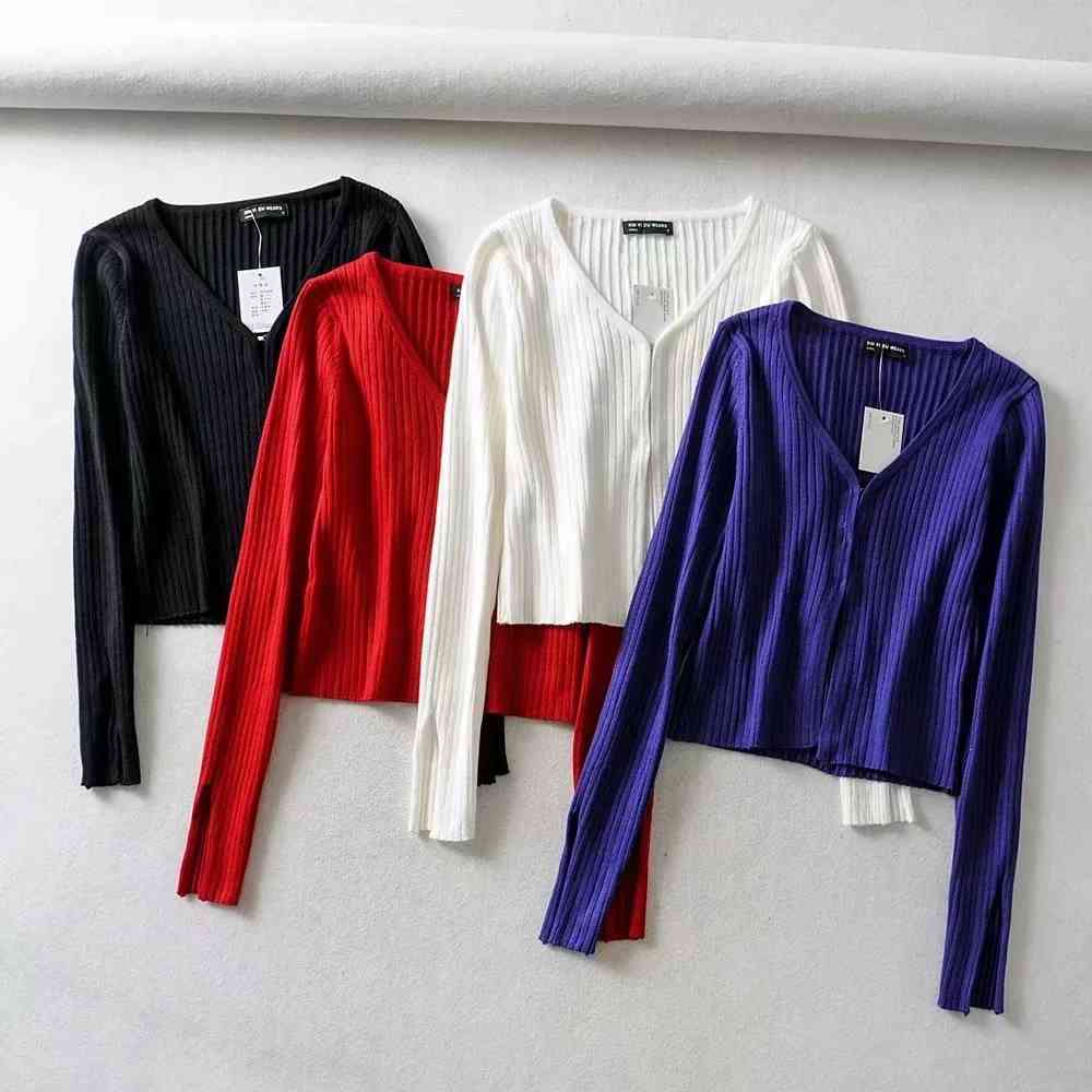 Sexy covered Button cropped cardigan women black korean long sleeve white sweater Streetwear Winter knitted 210521