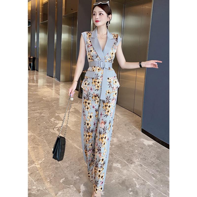 Women' Two Piece Pants Women Floral Print Sleeveless Notched Collar Blazer Suit Summer 2021 High Street Office Lady 2 Outfits Bell Sets
Women' Two Piece Pants Women Floral Print Sleeveless Notched Collar Blazer Suit Summer 2021 High Street Office Lady 2 Outfits Bell Sets