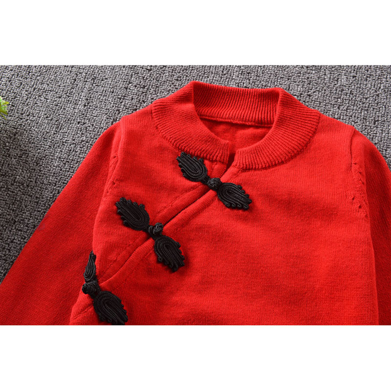 Chinese Style Autumn Winter Baby Kids Girl Cheongsam Dresses For s Long Sleeve 210429