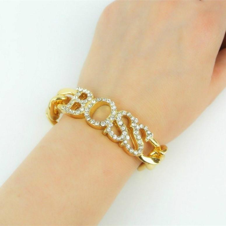 Luxury Europe Fashion Alloy Boss Letter Bangle Bracelet Gold Silver Crystal Bangles For Women Jewelry Mujer Customer, Black
Luxury Europe Fashion Alloy Boss Letter Bangle Bracelet Gold Silver Crystal Bangles For Women Jewelry Mujer Customer, Black