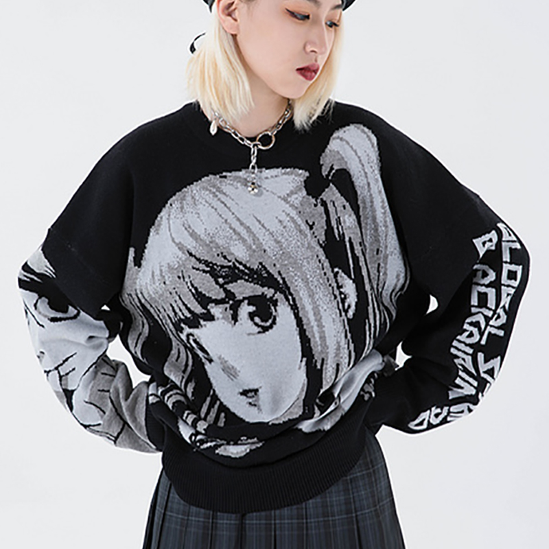 mens cartoon girl knitted loose sweaters streetwear 2021 winter hiphop casual vintage oversize couple pullovers sweater, Black
mens cartoon girl knitted loose sweaters streetwear 2021 winter hiphop casual vintage oversize couple pullovers sweater, Black