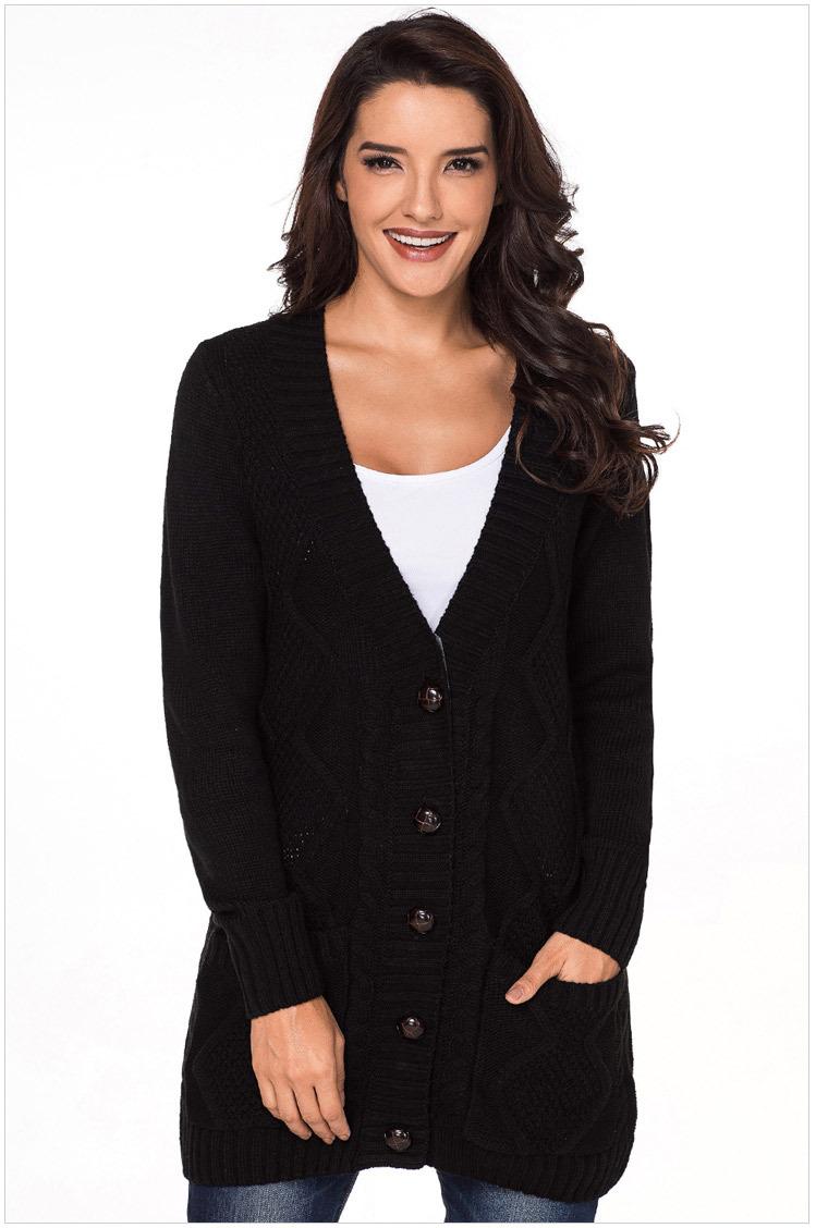 Women' Sweaters European Casual Single-breasted Clothes Women Tops 2021 Sexy Solid Color Pocket Plus Size Knitted Sweater Female Q003, Black
Women' Sweaters European Casual Single-breasted Clothes Women Tops 2021 Sexy Solid Color Pocket Plus Size Knitted Sweater Female Q003, Black