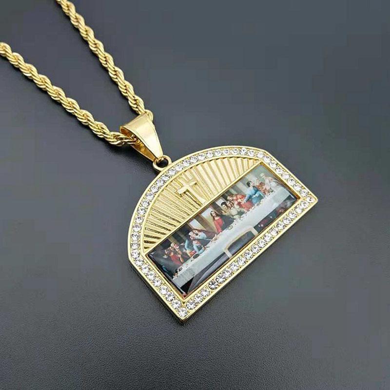 Pendant Necklaces Religious The Last Supper Painting Necklace For Men Stainless Steel Chain Iced Out Bling Cross Male Jewelry
Pendant Necklaces Religious The Last Supper Painting Necklace For Men Stainless Steel Chain Iced Out Bling Cross Male Jewelry