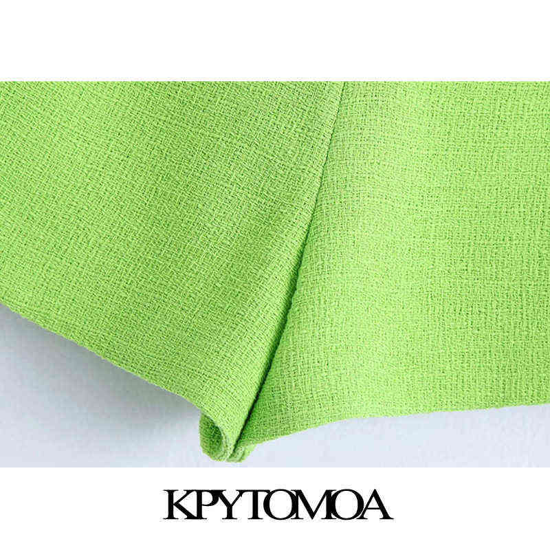 KPYTOMOA Women Chic Fashion With Pockets Tweed Bermudas Shorts Vintage High Waist Back Zipper Female Short Pants Mujer 210625