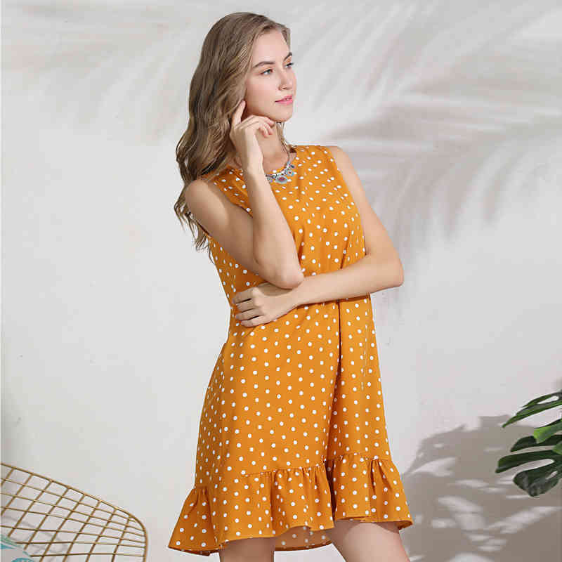 vestidos de verano women summer dress sleeveless ruffles dot elegantes 4171 50 210508