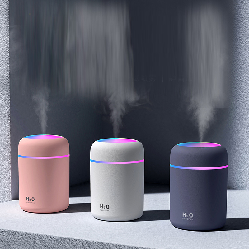 Humidifiers Mini H2O Air Diffuser USB Humidifier LED light night Car Essential 270ml Oil Aroma Atomizer Mist Maker Fogger For Home