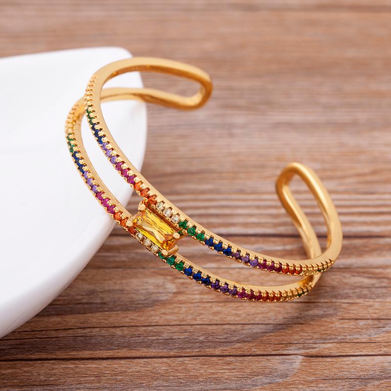 Bangle Trendy Rainbow Crystal Cuff Bangles Cubic Zirconia Round Gold Bracelets For Women Wedding Party Jewelry Accessories Gifts
Bangle Trendy Rainbow Crystal Cuff Bangles Cubic Zirconia Round Gold Bracelets For Women Wedding Party Jewelry Accessories Gifts