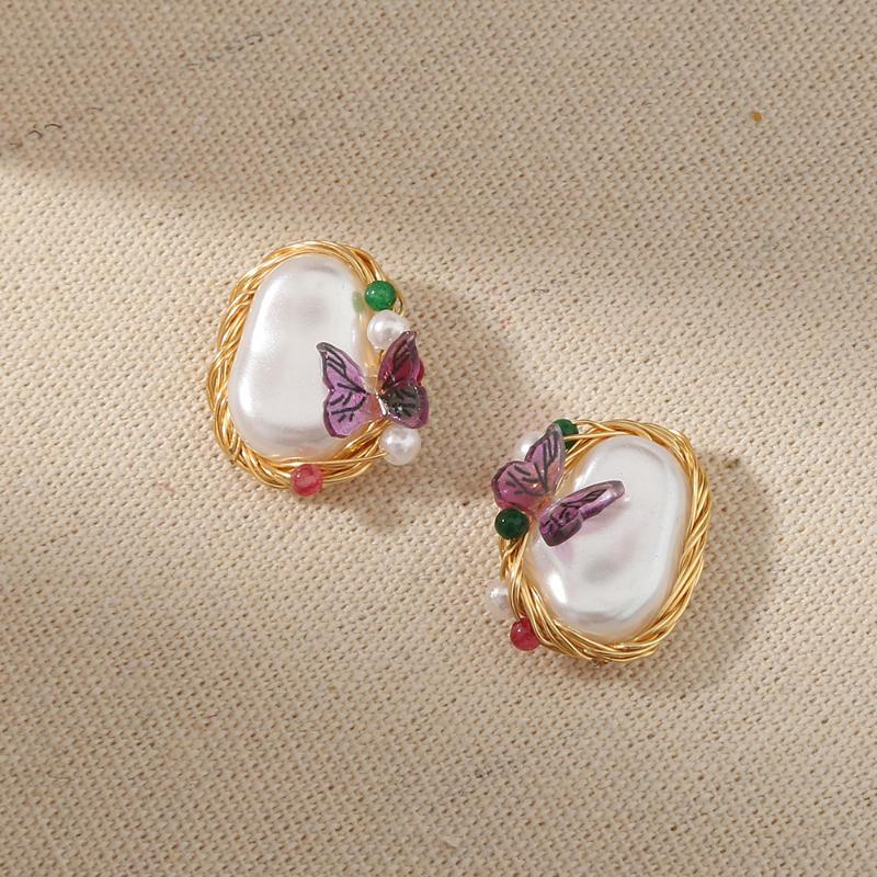 Dangle & Chandelier Retro Easy Matching Cover Eardrops Purple Resin Butterfly Earrings Pure White Shaped Imitation Baroque Pearl Ear Studs, Silver
Dangle & Chandelier Retro Easy Matching Cover Eardrops Purple Resin Butterfly Earrings Pure White Shaped Imitation Baroque Pearl Ear Studs, Silver