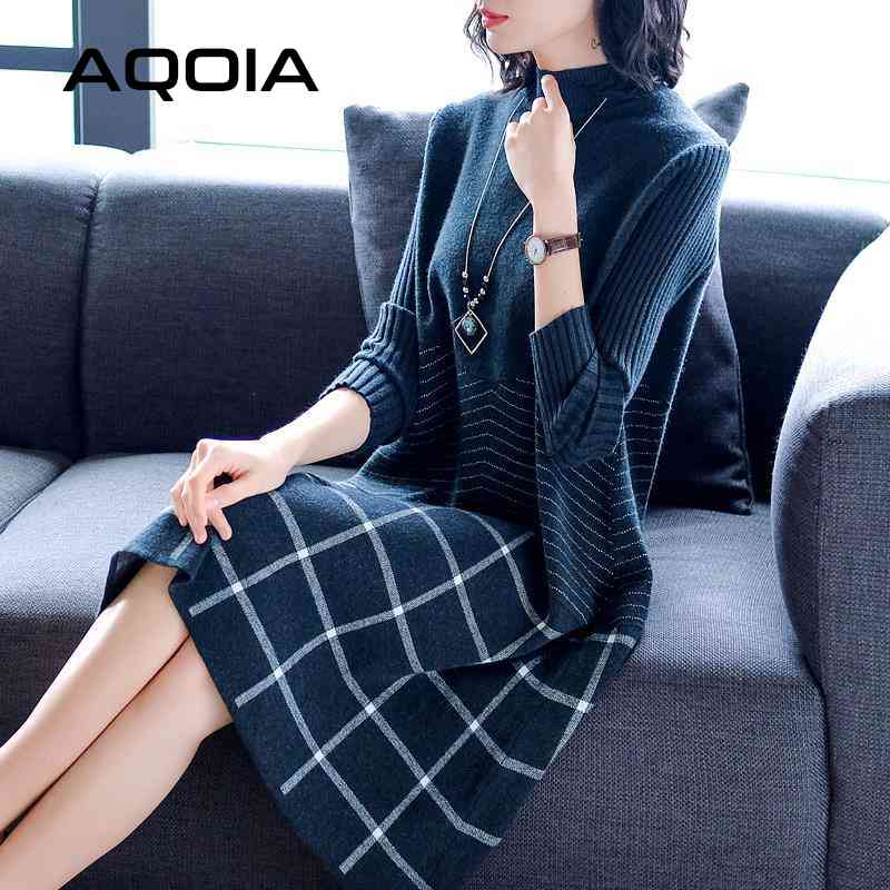 Winter Elegant Women A-line Sweater Dresses Long Sleeves Fashion Plaid Striped Office Knitting 210521, Random color
Winter Elegant Women A-line Sweater Dresses Long Sleeves Fashion Plaid Striped Office Knitting 210521, Random color