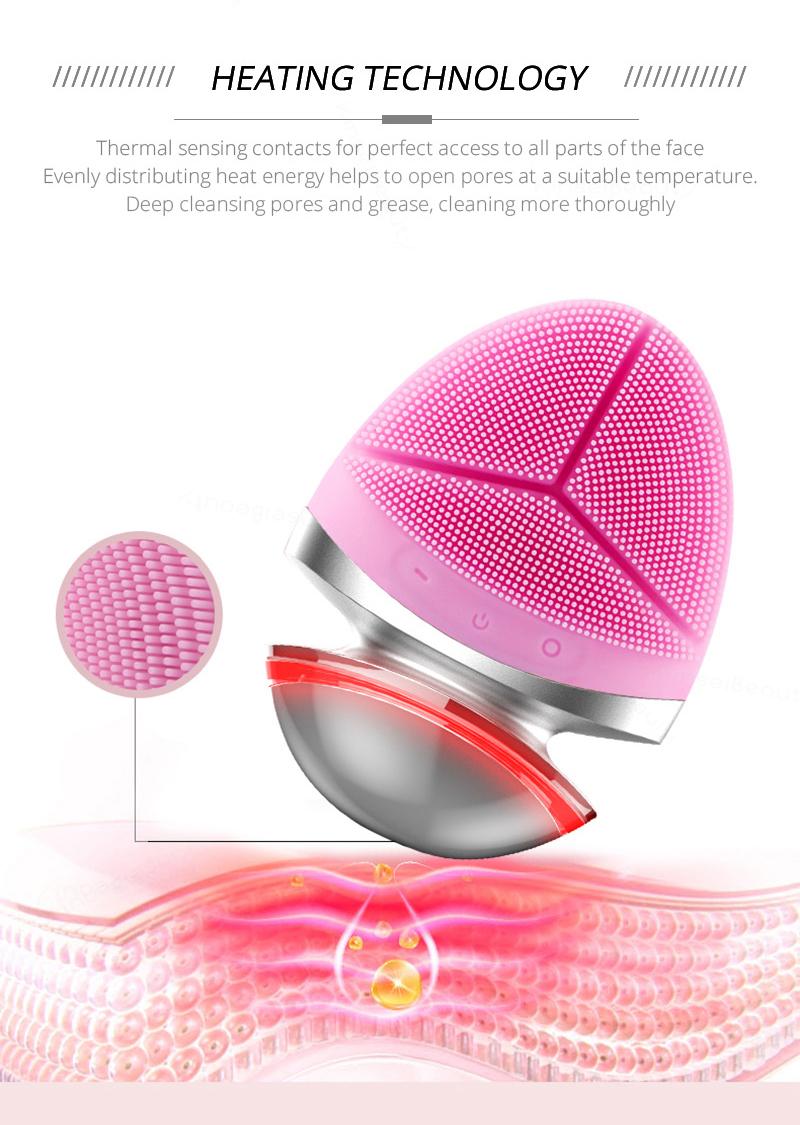Electric wireless face deep cleaning wash massager waterproof vibration mini exfoliator EMS silicone facial cleansing brush