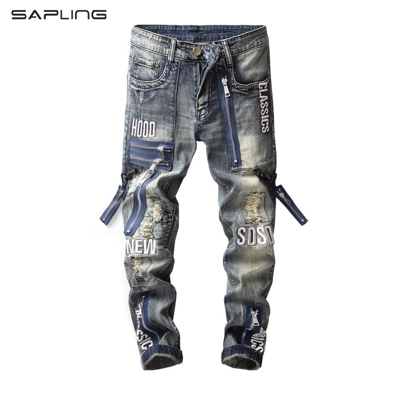Men's Vintage Zippers Patch Ripped Jeans Slim Straight Letters Embroidery Patchwork Streetwear Men Denim Pants Drop, Black
Men's Vintage Zippers Patch Ripped Jeans Slim Straight Letters Embroidery Patchwork Streetwear Men Denim Pants Drop, Black