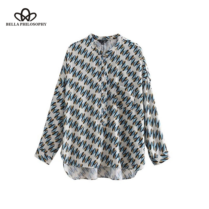 Bella Philosphy women vintage geometric pattern blouse pocket long sleeve pleated shirts ladies fashion chic tops blusas 210519, As picture
Bella Philosphy women vintage geometric pattern blouse pocket long sleeve pleated shirts ladies fashion chic tops blusas 210519, As picture