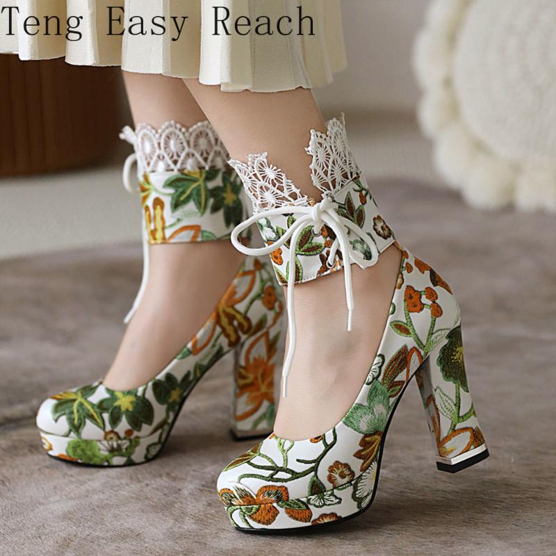 Ankle Shoelace Strap Lace Platform Block High Heels Flowers Printed Party Lady Pumps Woman Shoes Plus Size 43 Dress, Black
Ankle Shoelace Strap Lace Platform Block High Heels Flowers Printed Party Lady Pumps Woman Shoes Plus Size 43 Dress, Black