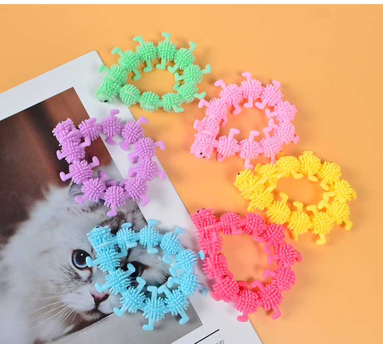 Worm Caterpillar TPR Stress Relief Toy Stretch String Fidget Funny Pull Vent Toys Noodles Anti Soft Glue Elastic Rope Neon Autism Noodle Gift for Kid 