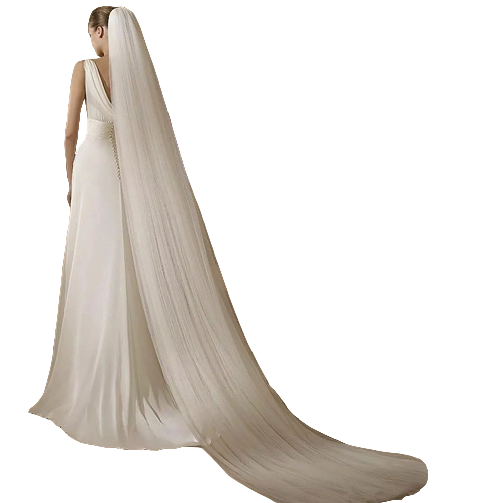 Morden Wedding Veils Appliques Lace for Girls Cathedral Luxury Multi-Layer Long Chapel Length
