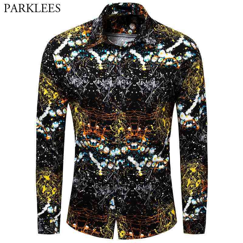 Colorful Splash Ink Men Shirts Shiny Nightclub Party Men Dress Shirt Fashion Casual Slim Fit Mens Long Sleeve Chemise Homme USA 210524, As picture show
Colorful Splash Ink Men Shirts Shiny Nightclub Party Men Dress Shirt Fashion Casual Slim Fit Mens Long Sleeve Chemise Homme USA 210524, As picture show
