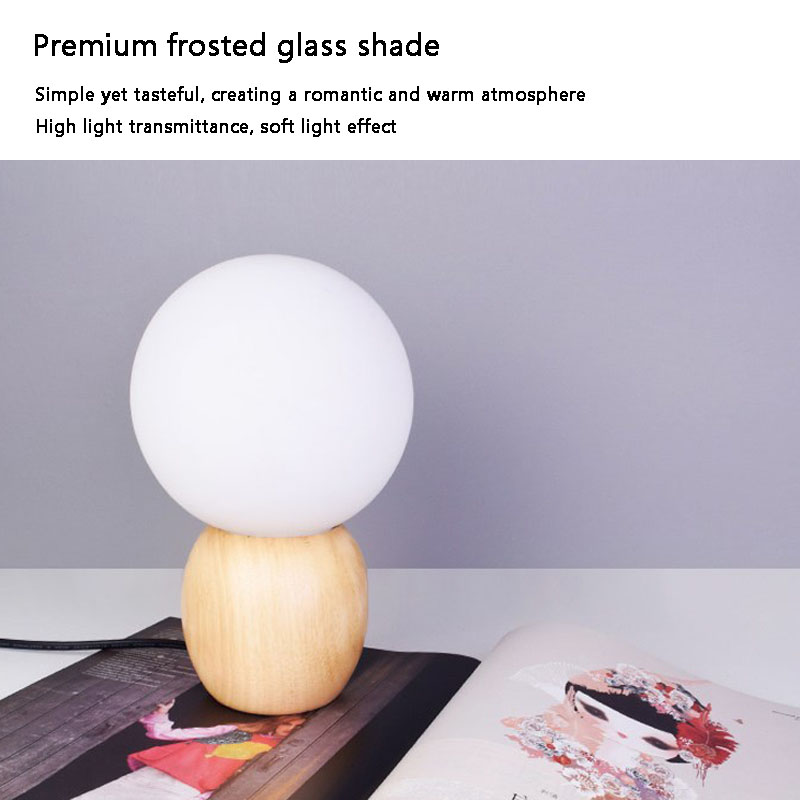 Bedside lamp Wooden Table Lamp Featuring a Clear Glass Enclosure Ideal for Relaxing Ambiance AC85-265V