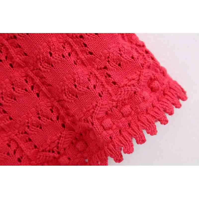 women elegant slim tank tops fashion ladies red jacquard casual female knitted bomb girls chic knitwear 210430