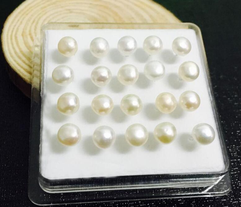 925 Silver Mixed color white black Pink 6mm natural Freshwater pearl Earrings Ear Studs 10 pairs / box