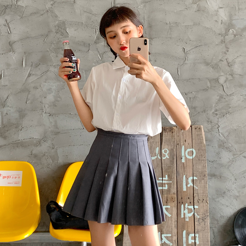 2 colors femme womens tops summer korean style solid color turn down collar short sleeve shirt women blouses (C6530), White
2 colors femme womens tops summer korean style solid color turn down collar short sleeve shirt women blouses (C6530), White