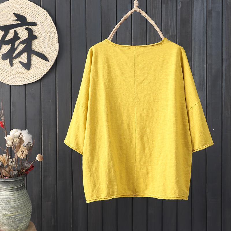 Summer Fashion Women Tshirt Plus Size Loose Batwing Sleeve Floral Embroidery Casual Tee Shirt Femme 100% Cotton Tops ZY02 210512