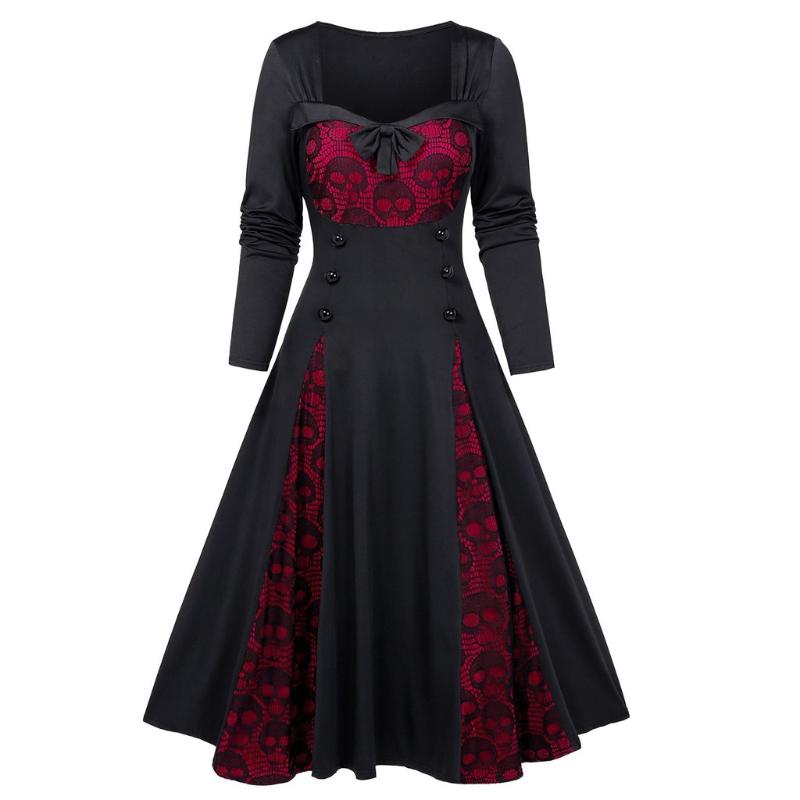 Casual Dresses Insert Mock Button Bowknot Dress Ladies Halloween Cosplay Costumes Vampire Witch Costume Plus Size Skull Lace, Purple
Casual Dresses Insert Mock Button Bowknot Dress Ladies Halloween Cosplay Costumes Vampire Witch Costume Plus Size Skull Lace, Purple