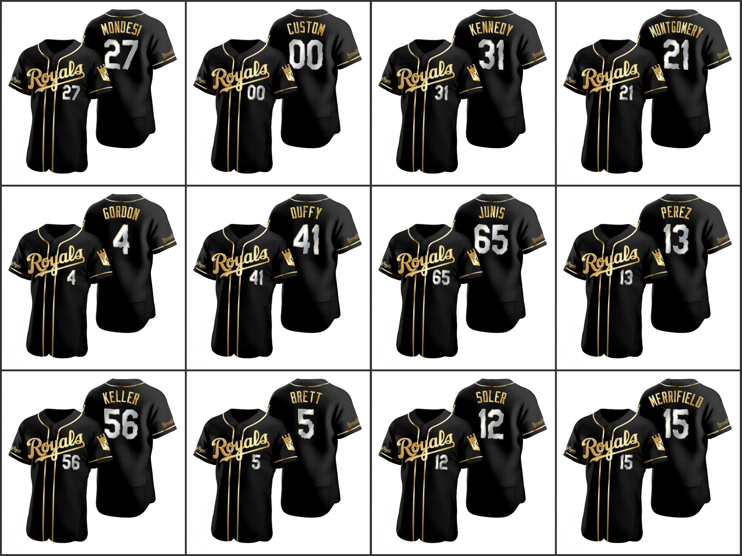 KansasCityRoyals Men Women Youth #13 Salvador Perez 15 Whit Merrifield 21 Mike Montgomery 5 George Brett Custom Black Golden Edition Authentic Jersey
KansasCityRoyals Men Women Youth #13 Salvador Perez 15 Whit Merrifield 21 Mike Montgomery 5 George Brett Custom Black Golden Edition Authentic Jersey