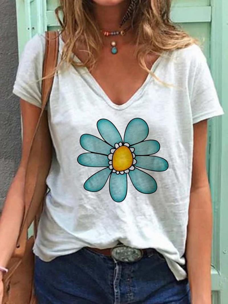 Women' T-Shirt Harajuku Flower 2021 Summer Fashion Aesthetic Design Cotton Polyester T-shirts Casual V-neck Short Sleeve Street, 1122-white
Women' T-Shirt Harajuku Flower 2021 Summer Fashion Aesthetic Design Cotton Polyester T-shirts Casual V-neck Short Sleeve Street, 1122-white