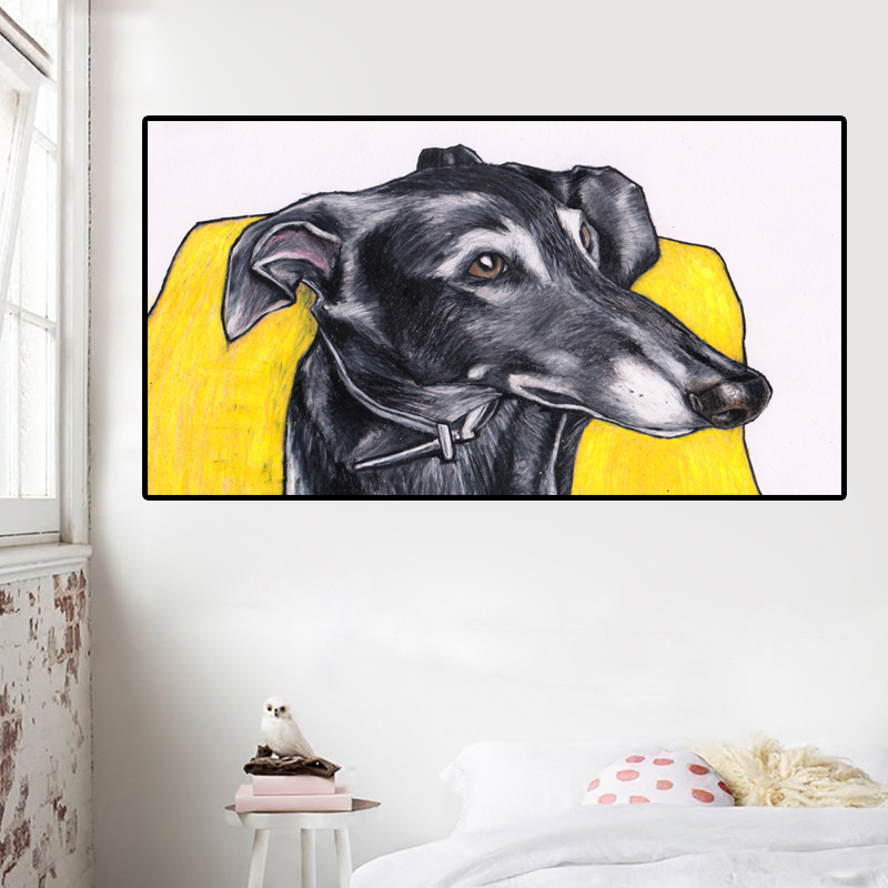 Large Size Animal Oil Paintings Greyhound Wall Pictures For Living Room Canvas Painting Art Prints Posters Home Decor Unframed