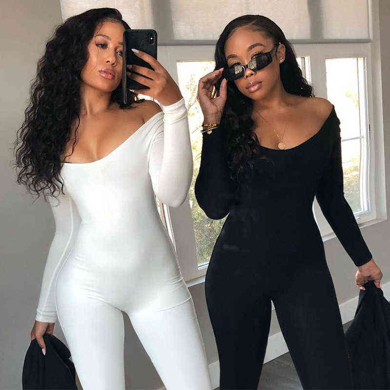 Autumn Long Sleeve Sexy Slim Fit Slimming Jumpsuit Women's Yoga Suit Solid Color Hip Lift Leggings 211119