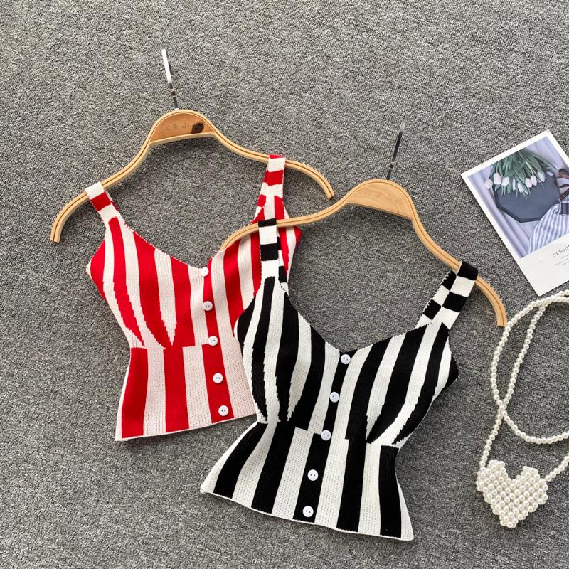 Women's Tanks & Camis Retro Stripe Knitted Strap Tops Women Sleeveless V Neck Elastic Slim Camisole Off Shoulder Korean Short Y2K Top, Black
Women's Tanks & Camis Retro Stripe Knitted Strap Tops Women Sleeveless V Neck Elastic Slim Camisole Off Shoulder Korean Short Y2K Top, Black