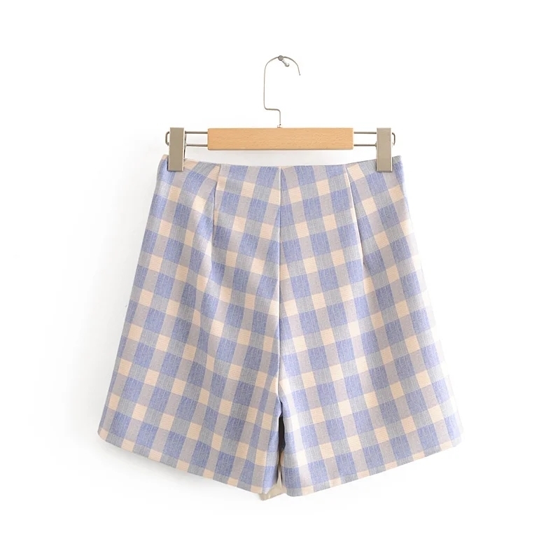 vintage women elegant plaid shorts summer fashion ladies stylish casual female streetwear girls chic 210430