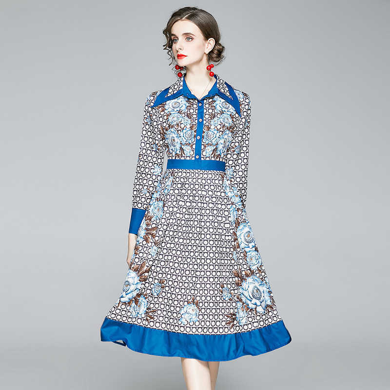Autumn Women Fashion Runway Retro Dot Printed Shirt Dress Elegant Slim Female Blue Long Sleeve Holiday Midi Dresses Vestidos 210525
Autumn Women Fashion Runway Retro Dot Printed Shirt Dress Elegant Slim Female Blue Long Sleeve Holiday Midi Dresses Vestidos 210525