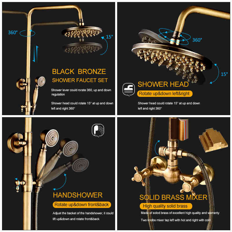 Bathroom Shower Heads Antique Brass Faucets Set Wall Mount Kit Dual Knobs Mixer Tap Handheld Spray Bathtub 5rt1
Bathroom Shower Heads Antique Brass Faucets Set Wall Mount Kit Dual Knobs Mixer Tap Handheld Spray Bathtub 5rt1